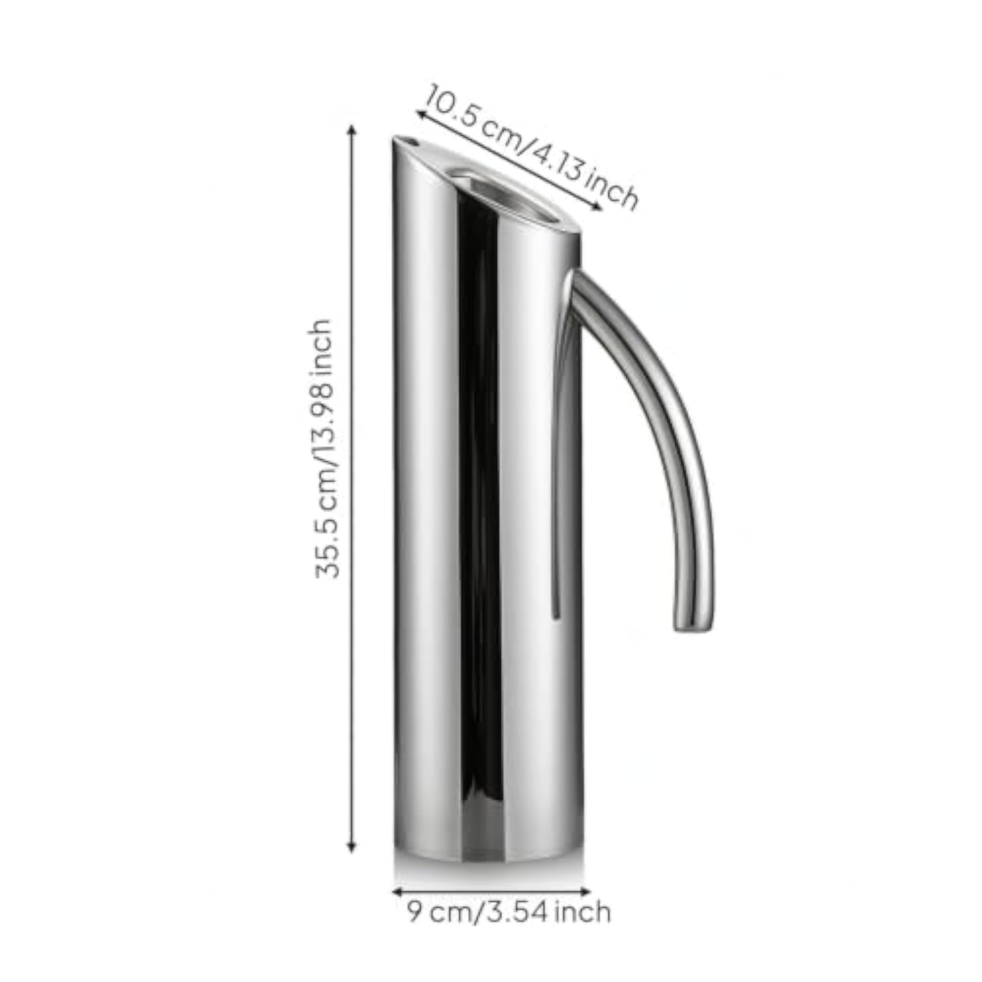 Polished Stainless Steel Pitcher, Mirror Finish Carafe